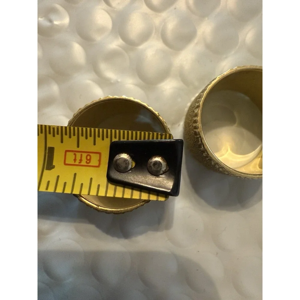 Vtg Milor Italy 925 Vermeil Textured Wide Sterling‎ Cuff Rings Pair 23.4g